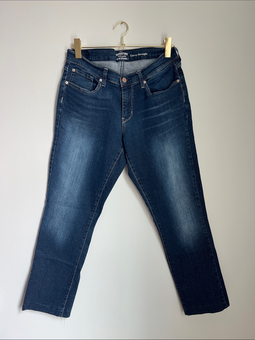 Signature by Levi Strauss Dark Blue Straight Leg Jeans Size 12
